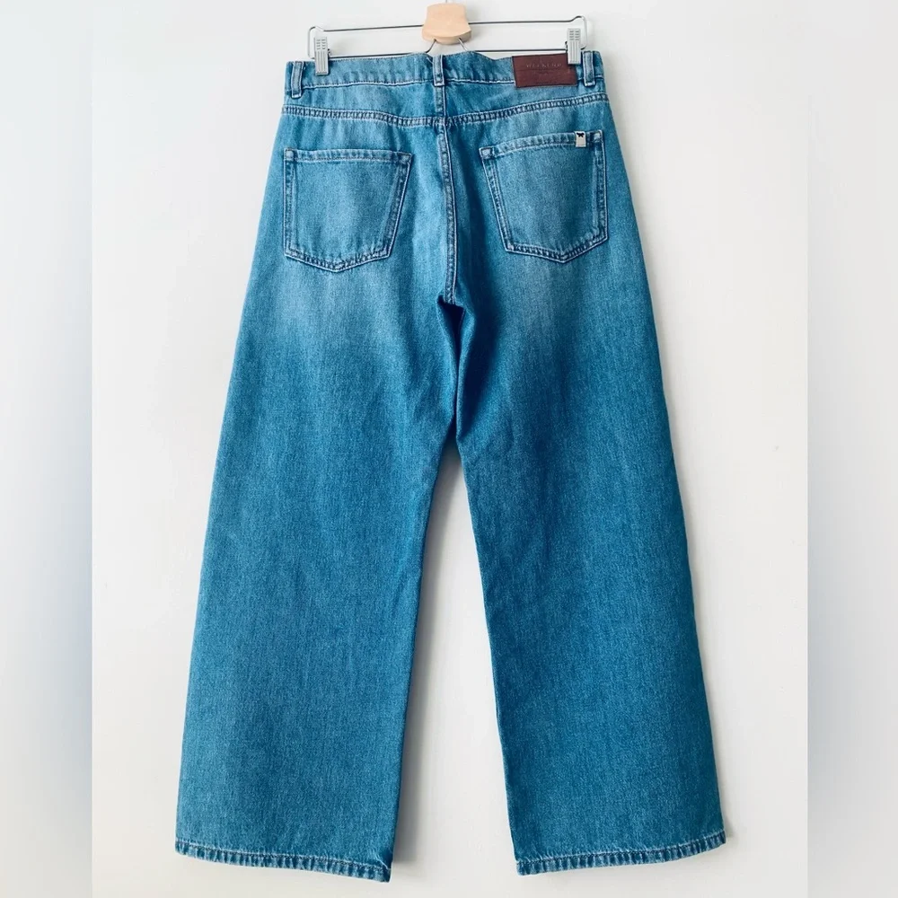 Weekend Max Mara Crop High Rise Wide Leg Jeans Light Wash Women Size 10 Skater